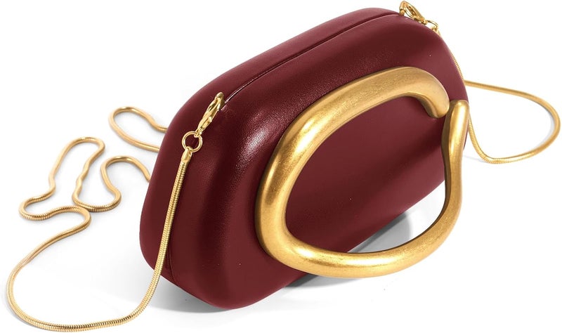 NEWROGENG Clutch Purses for Women Formal, PU Leather/Marble Acrylic Evening Bags with Chain, Trendy Metal Handle Purses 2025 - Image 2
